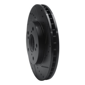 Honda Odyssey Brake Rotor (1) - Front Right - R1 Concepts - Drilled & Slotted - Black - `05-`10